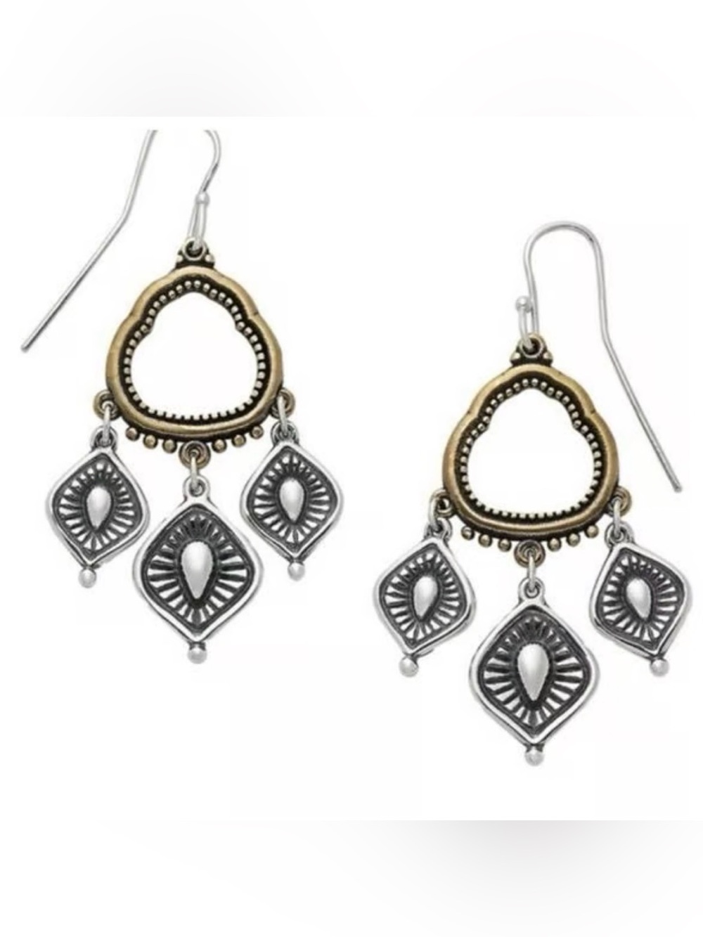 James Avery Retired Aegean Ear Hook Earrings Sterling Silver & Bronze Rare